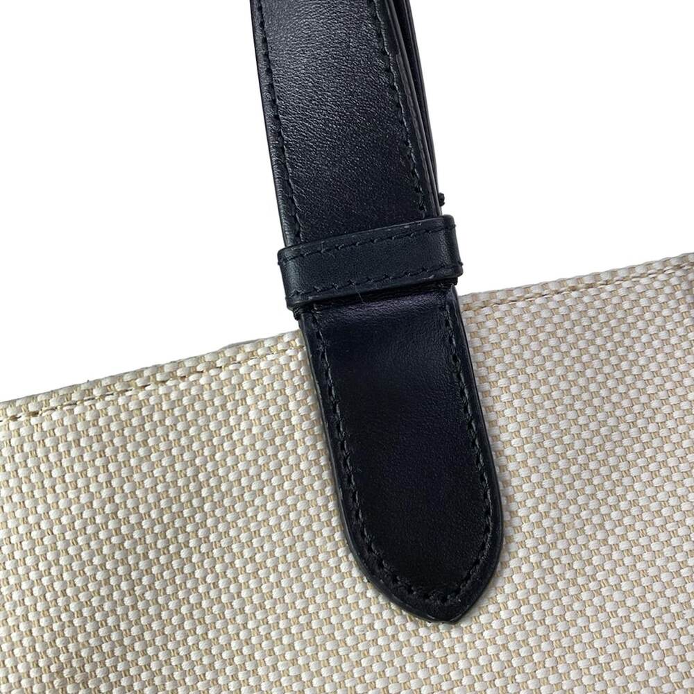 Christian Dior DIOR/ChristianDior Toujours Tote Bag Cream Black Canvas Leather - Picture 16 of 16